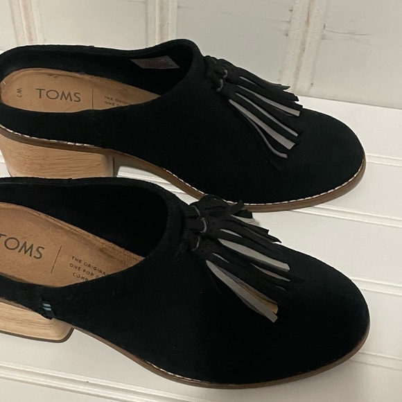 TOMS Black Leila Slip On Heeled Mule 609 - Picture 10 of 10